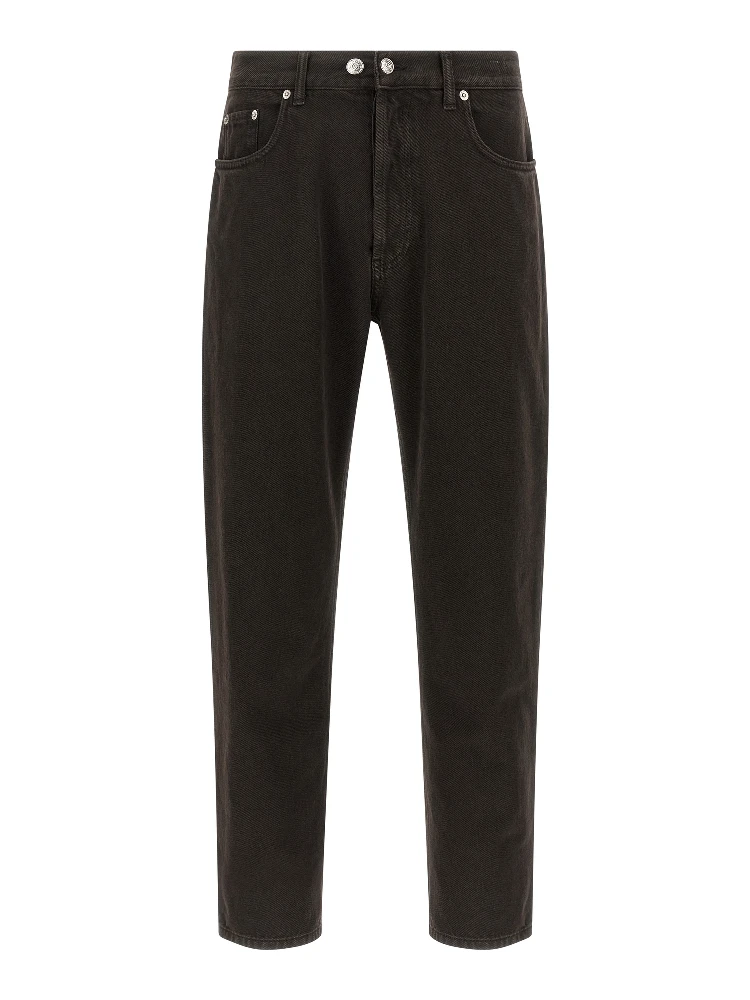 Black Cotton Tapered Jeans
