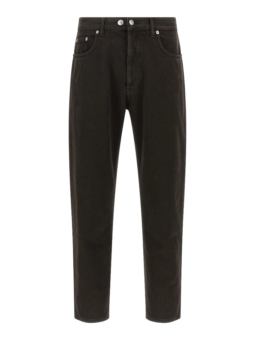 Black Cotton Tapered Jeans