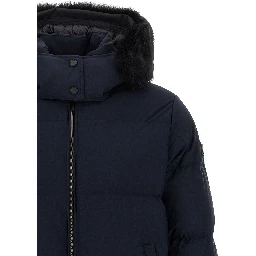 Blue Nylon Full-Length Jacket