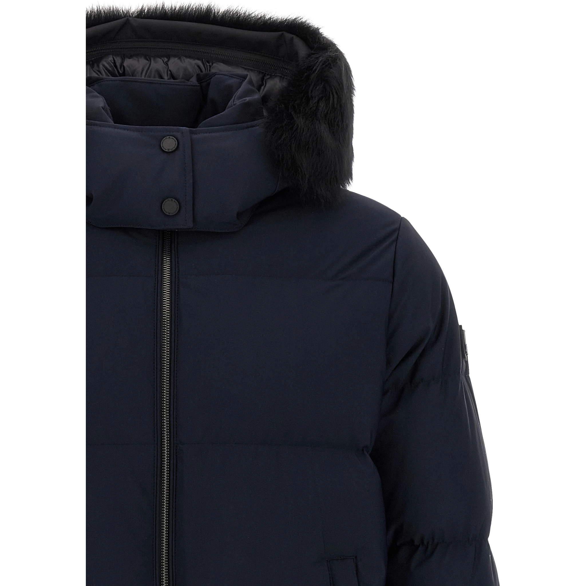 Blue Nylon Full-Length Jacket