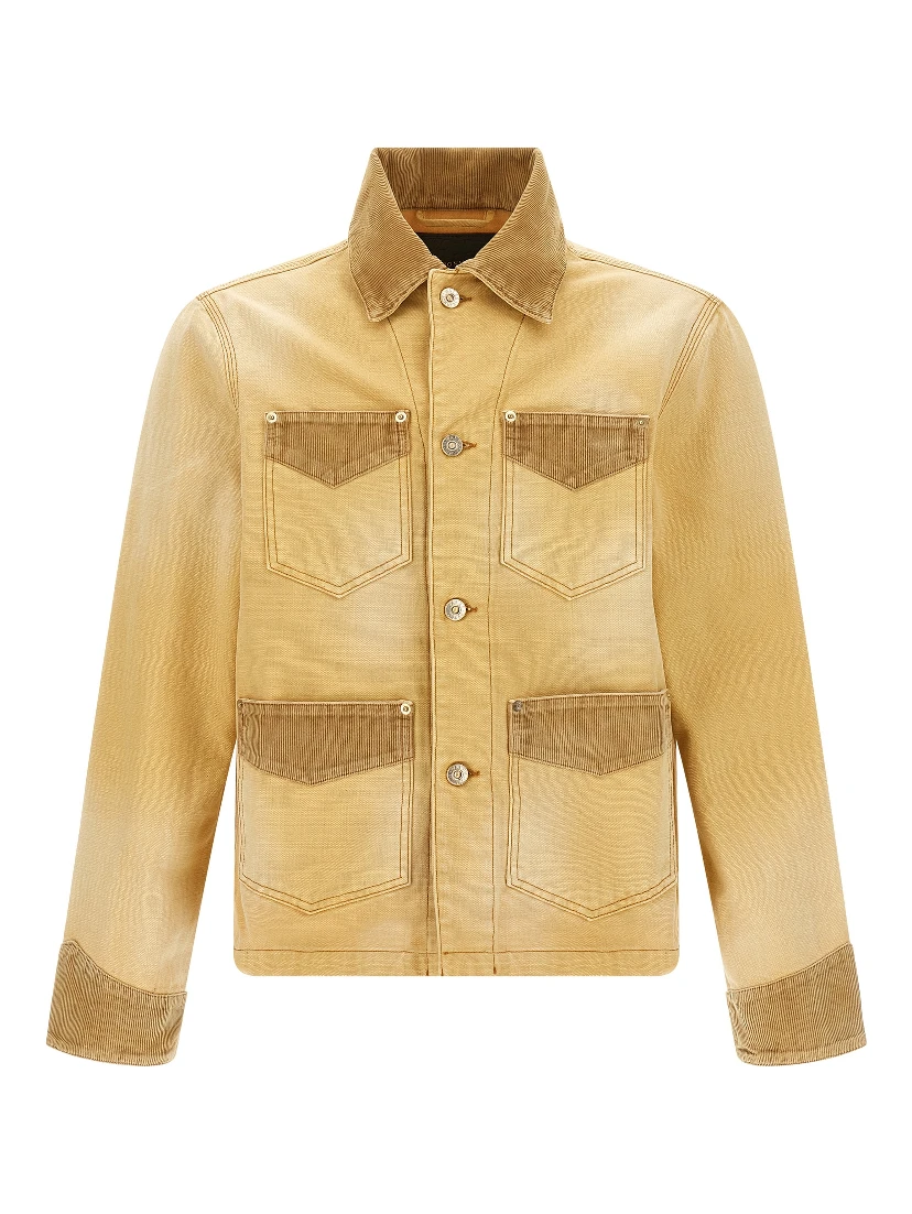 Beige Cotton Denim Jacket