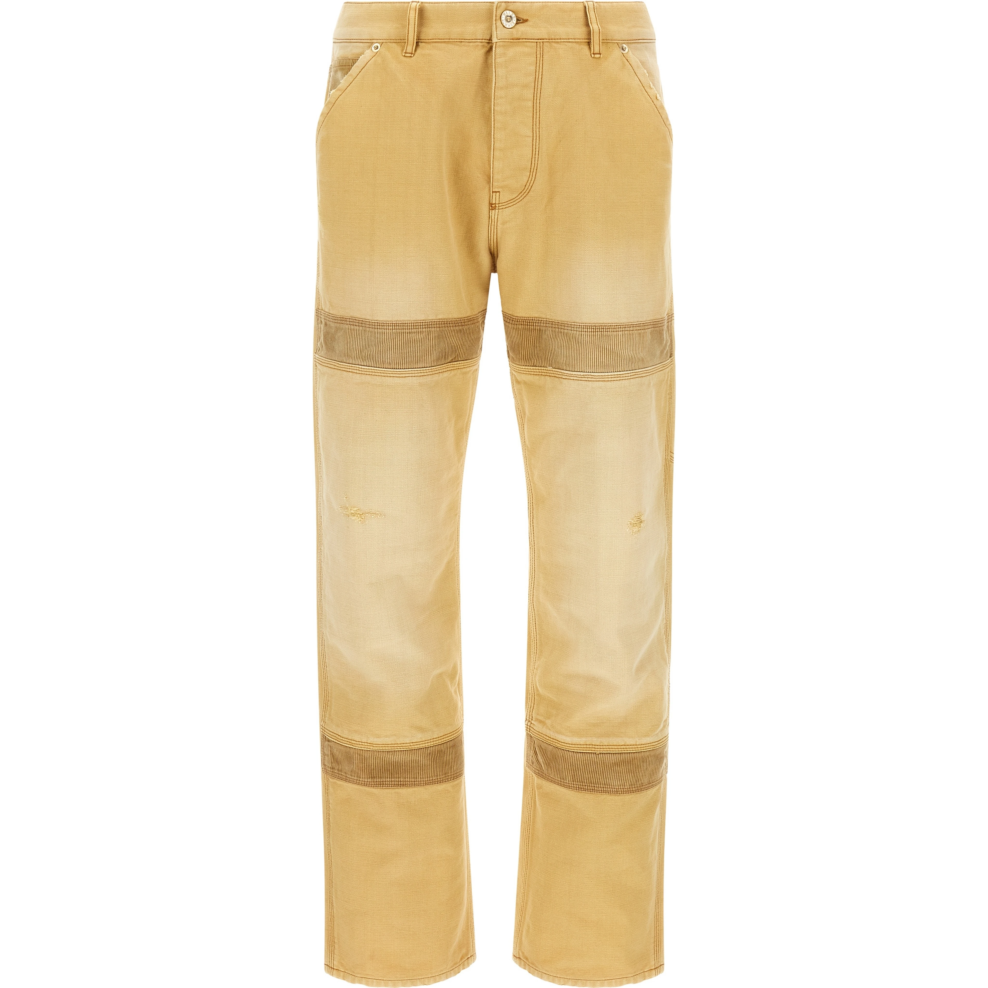 Beige Cotton Casual Pants
