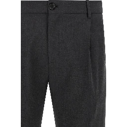 Gray Virgin Wool Cropped Pants