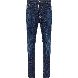 Blue Cotton Straight-Leg Jeans