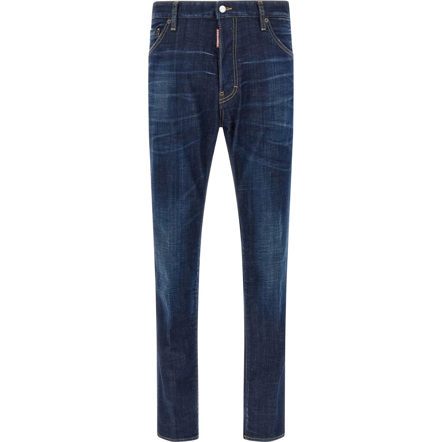 Blue Cotton Straight-Leg Jeans