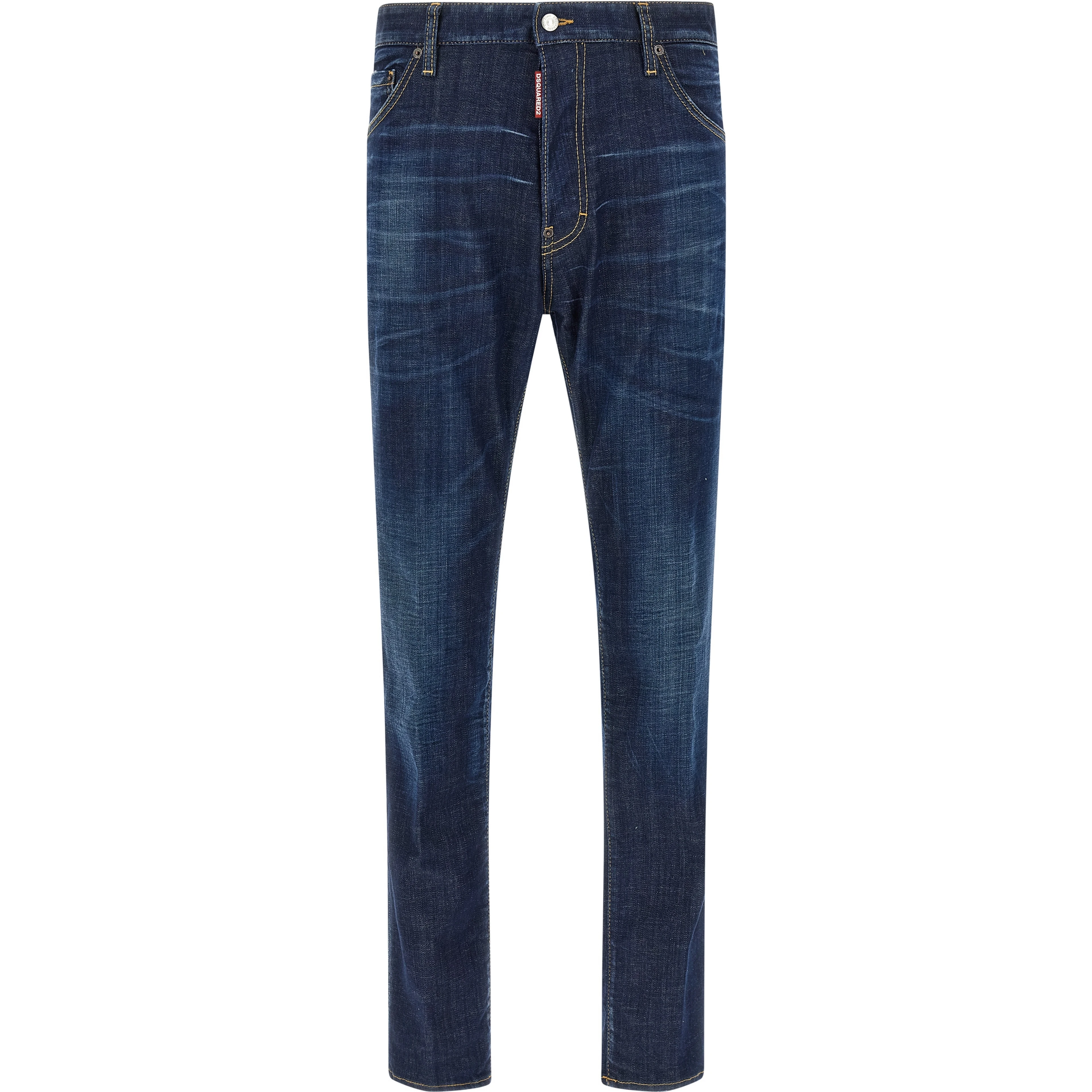 Blue Cotton Straight-Leg Jeans