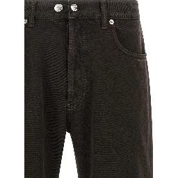 Black Cotton Tapered Jeans