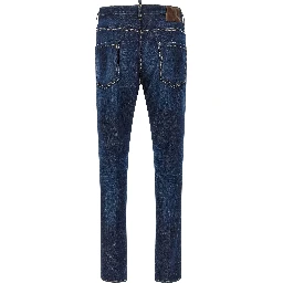 Blue Cotton Straight-Leg Jeans
