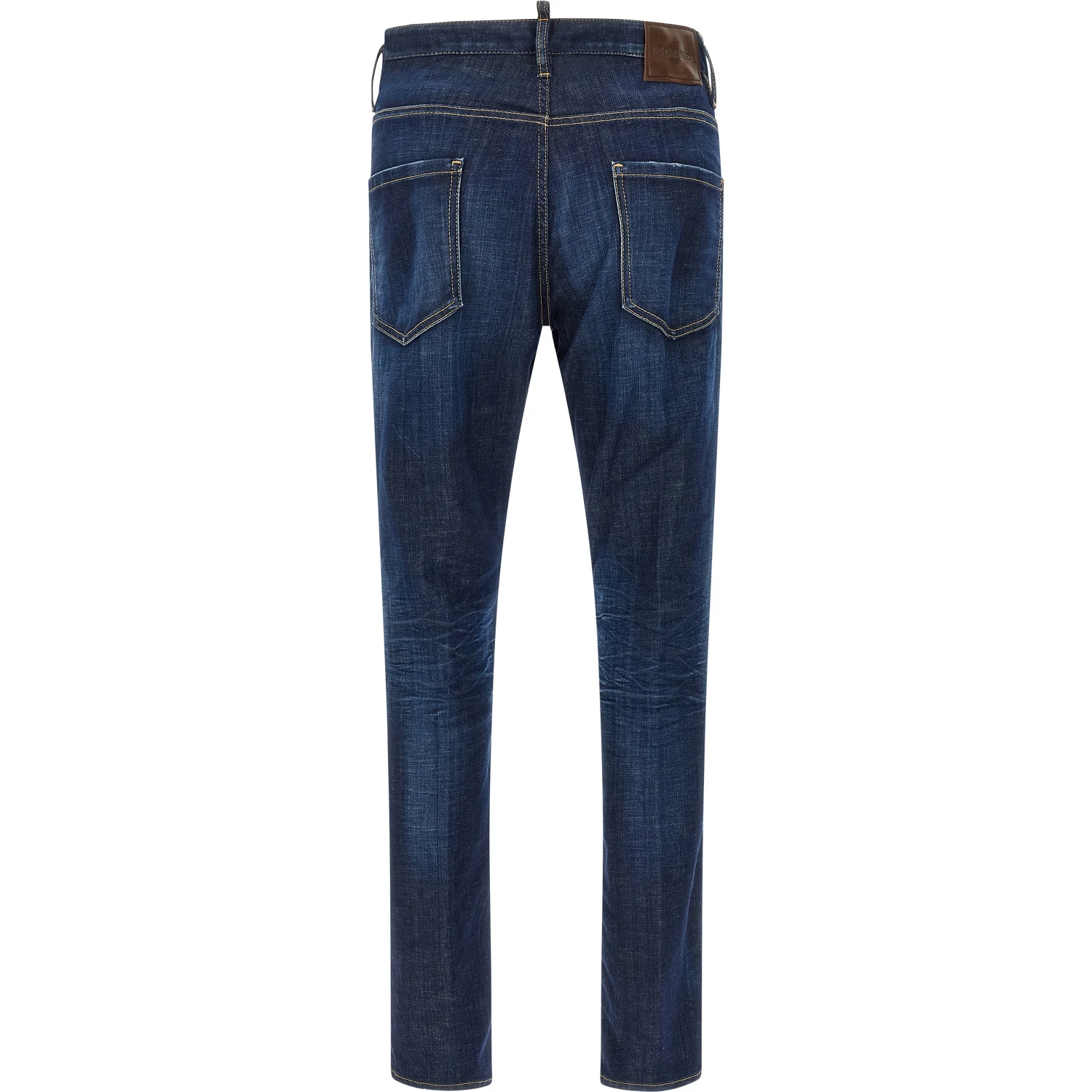Blue Cotton Straight-Leg Jeans