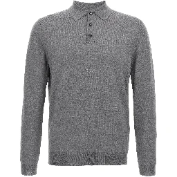 Gray Cashmere Polo Shirt