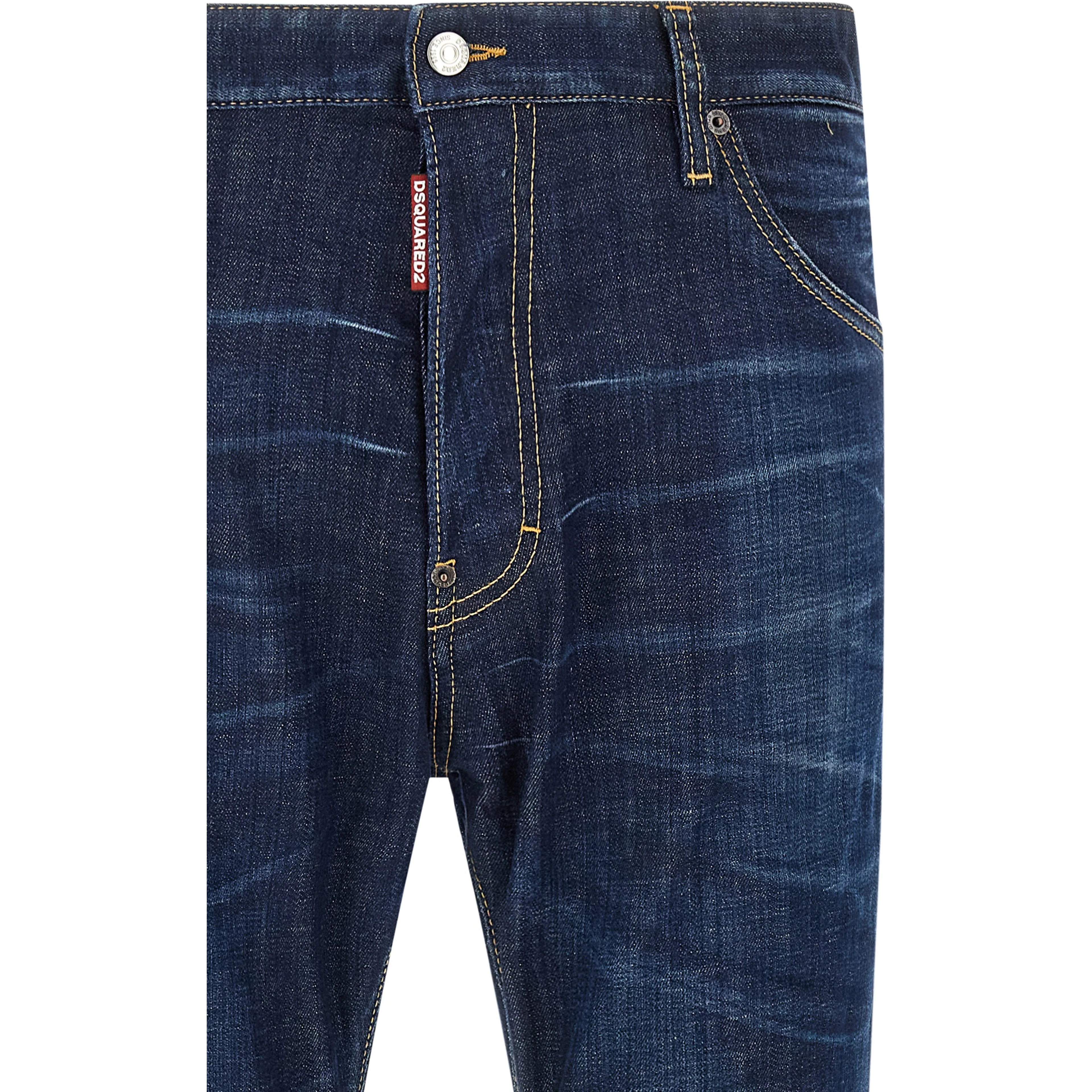 Blue Cotton Straight-Leg Jeans
