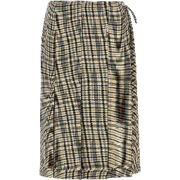 Gray Polyester Midi Skirt