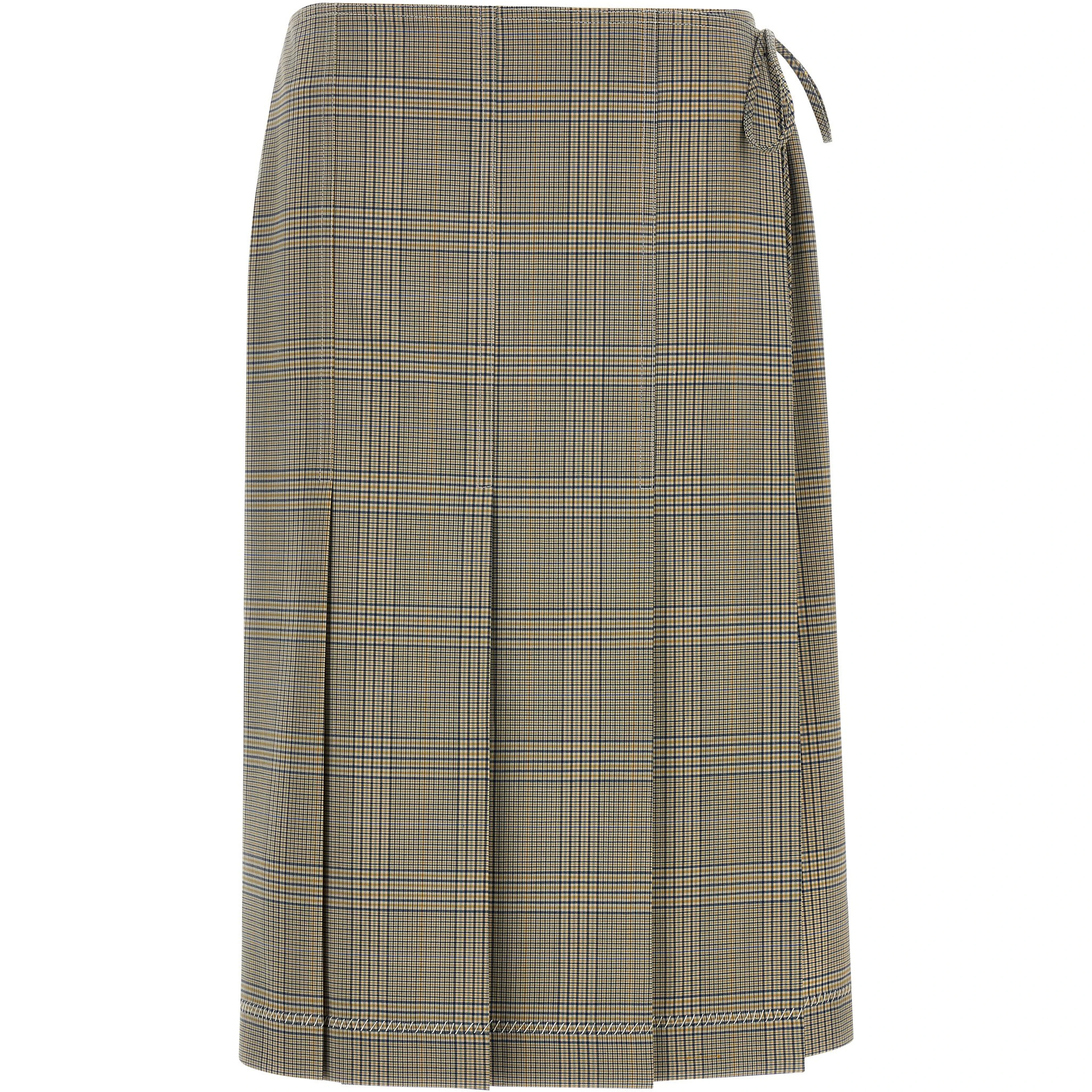 Gray Polyester Midi Skirt