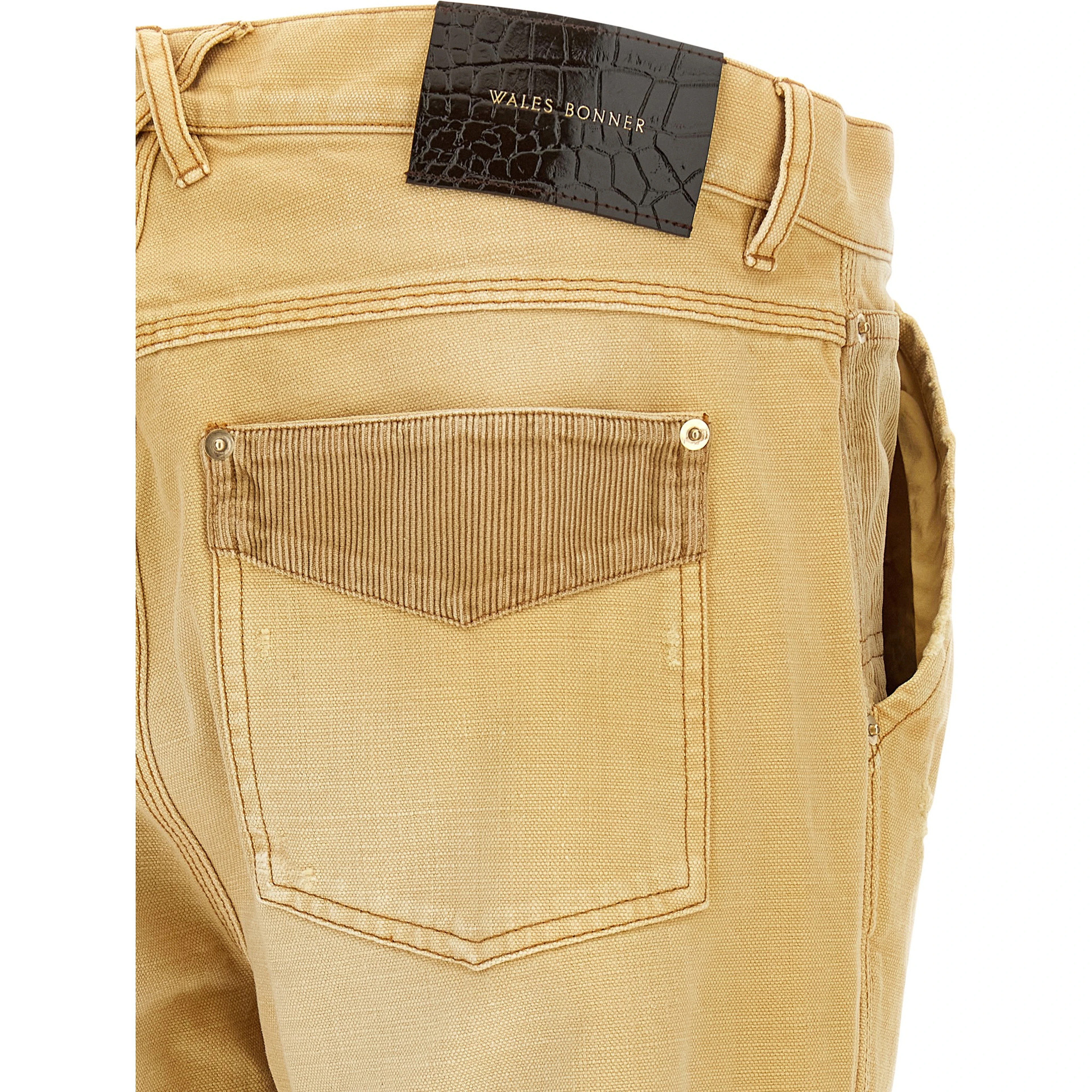 Beige Cotton Casual Pants