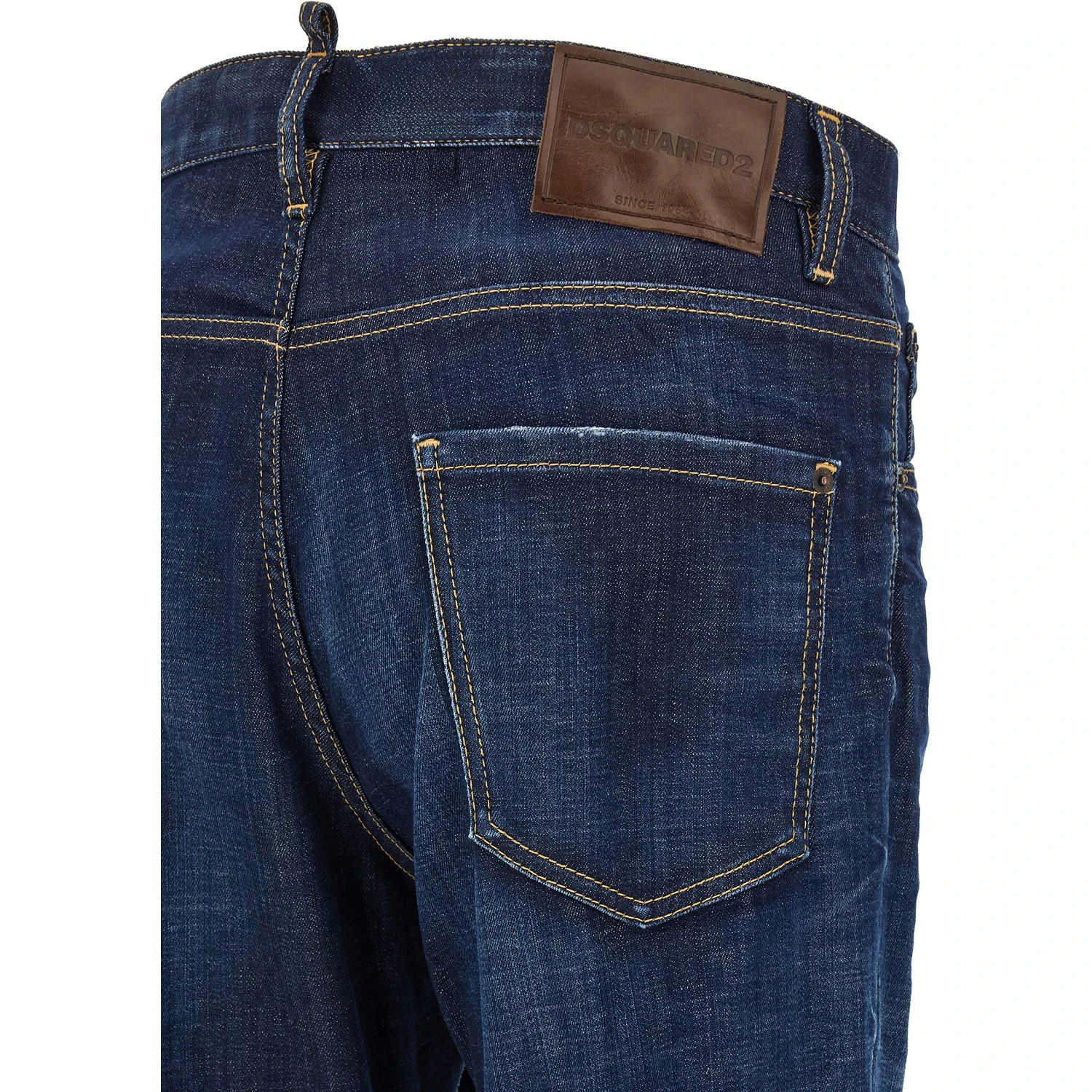 Blue Cotton Straight-Leg Jeans