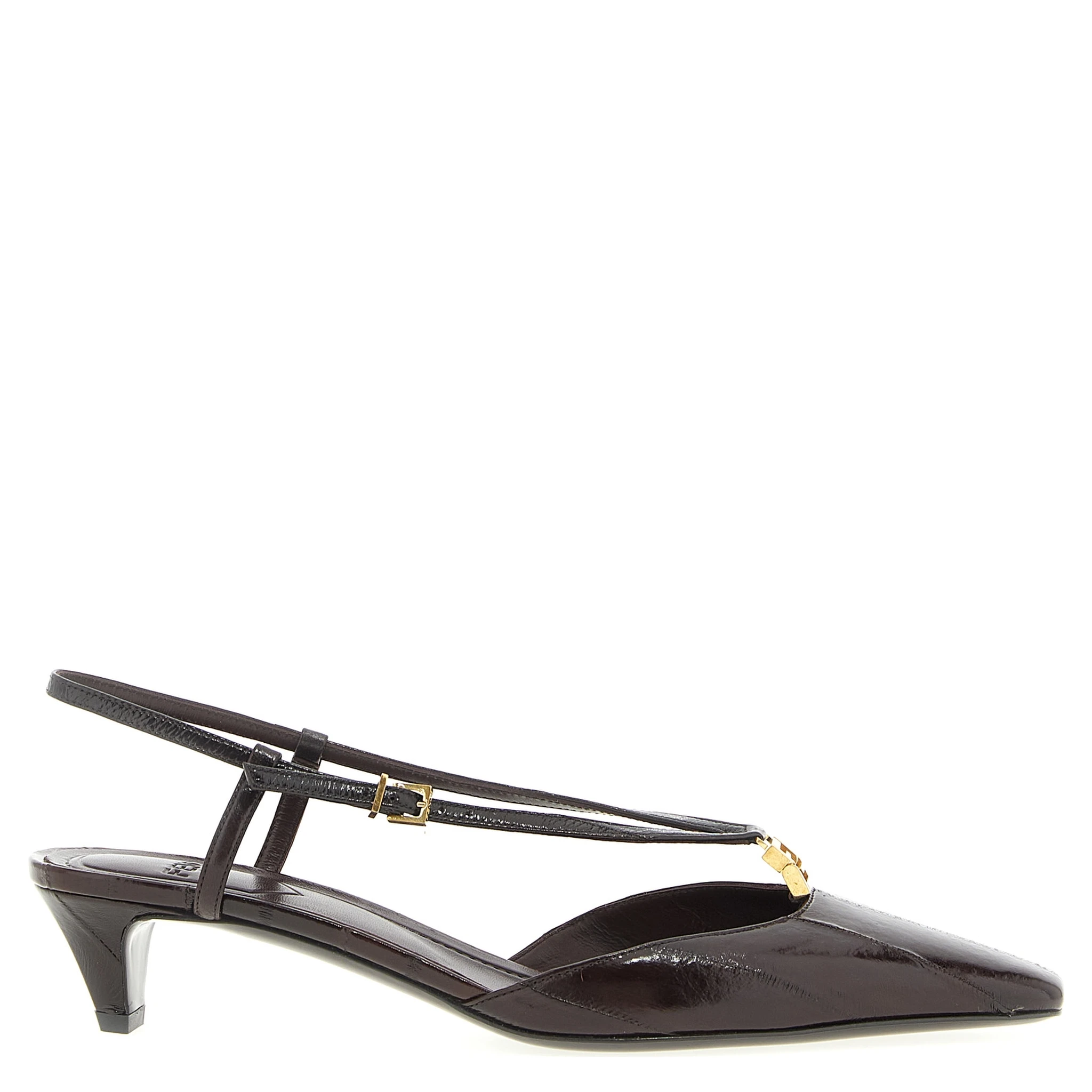 Brown Lamb Leather Mid Heel Pumps