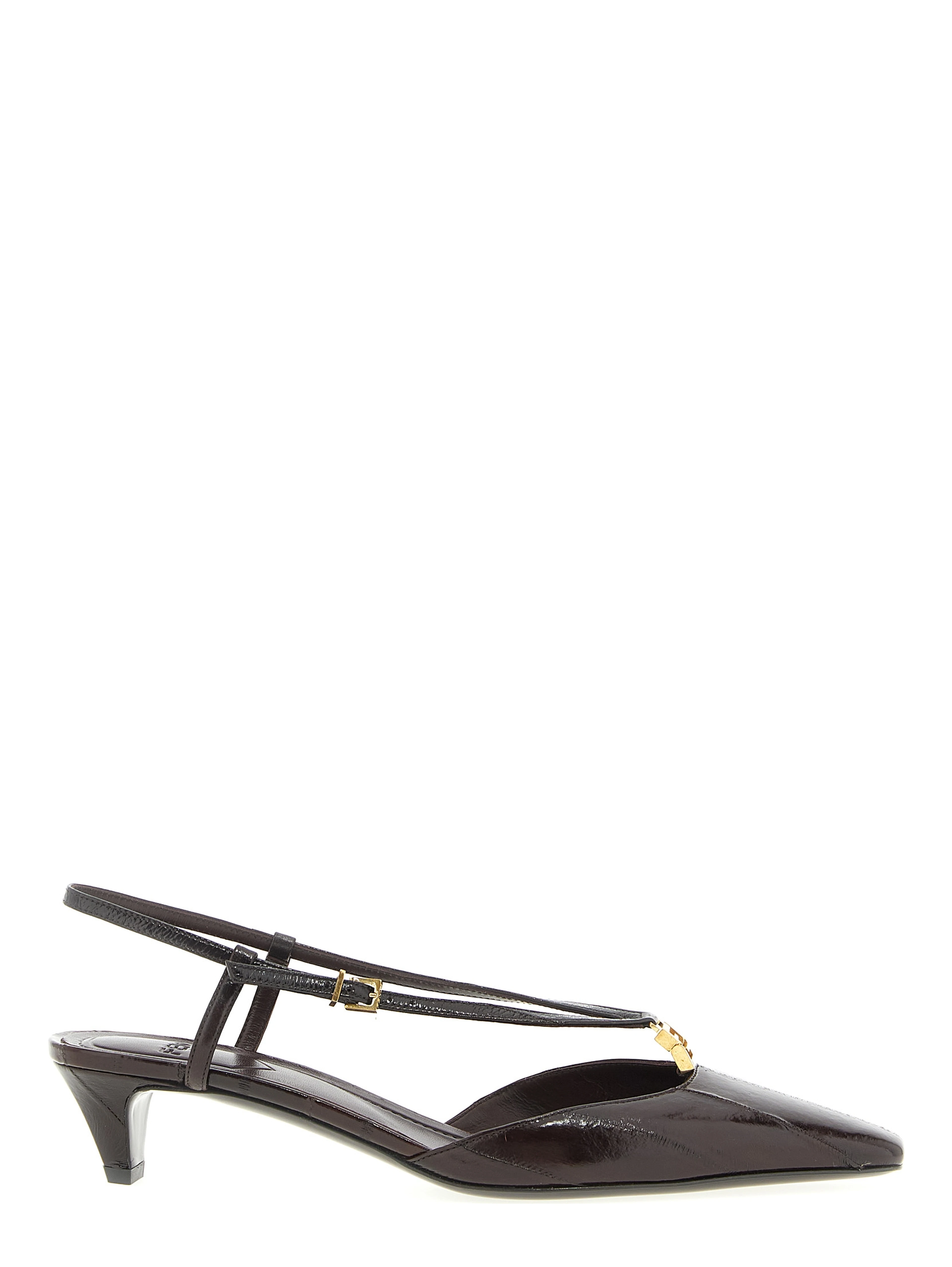 Brown Lamb Leather Mid Heel Pumps