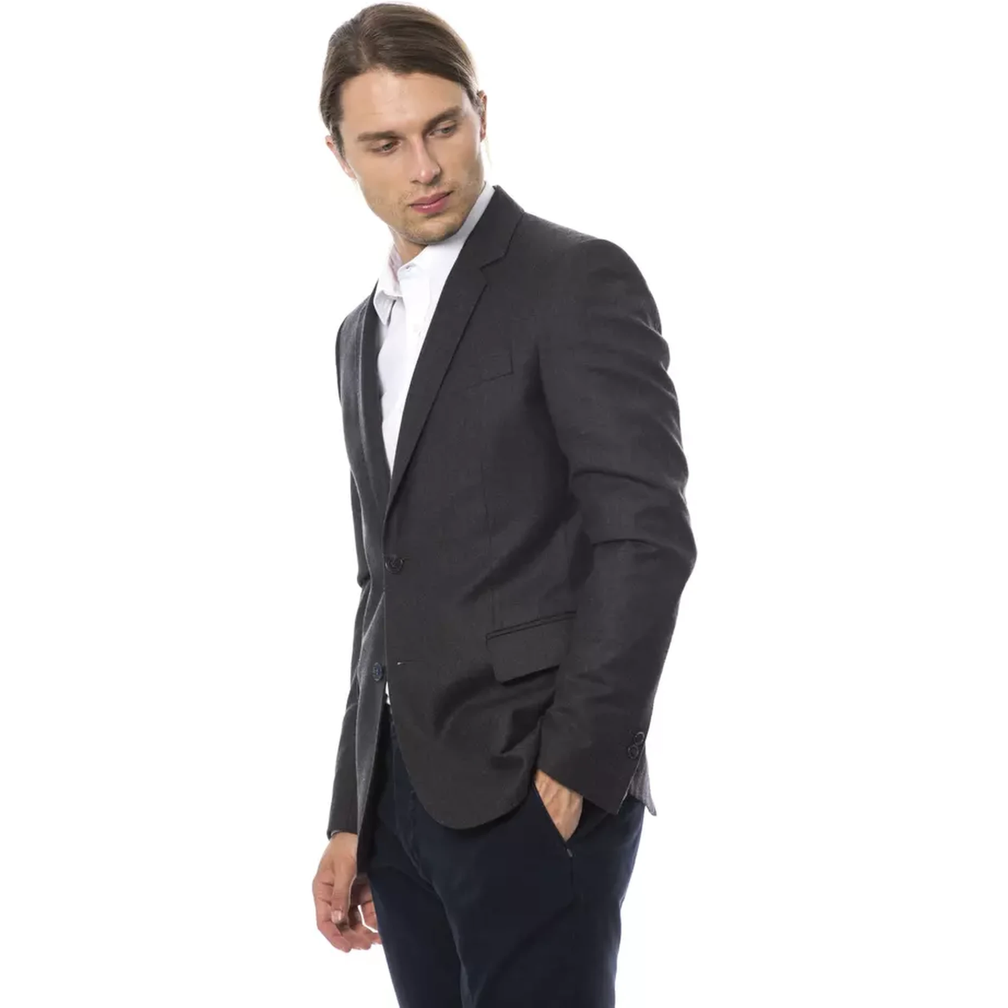 Gray Wool Men Blazer