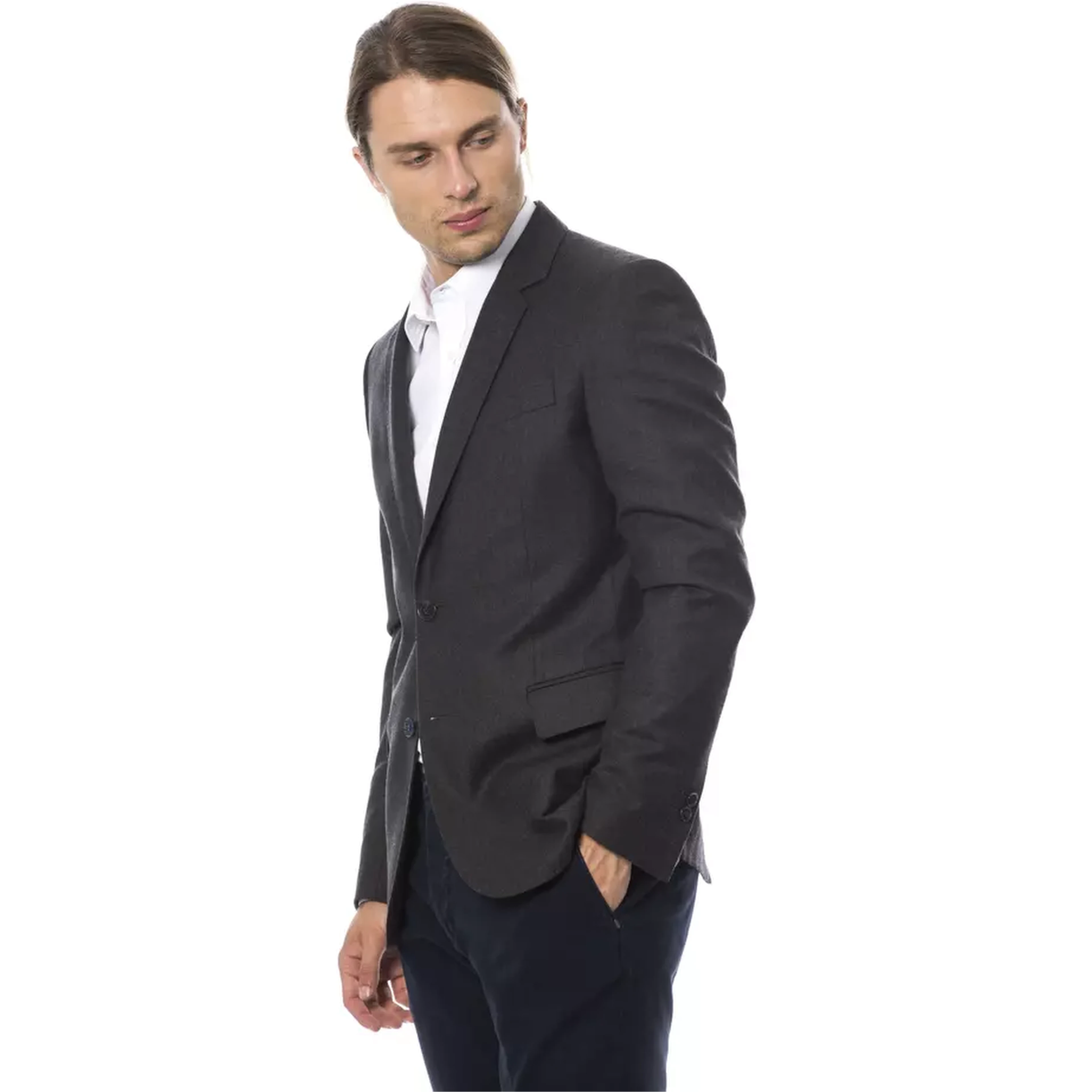 Gray Wool Men Blazer