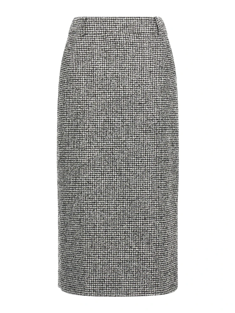 Bicolor Wool Midi Skirt