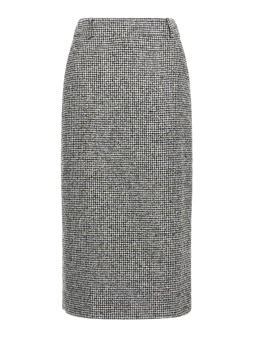 Bicolor Wool Midi Skirt