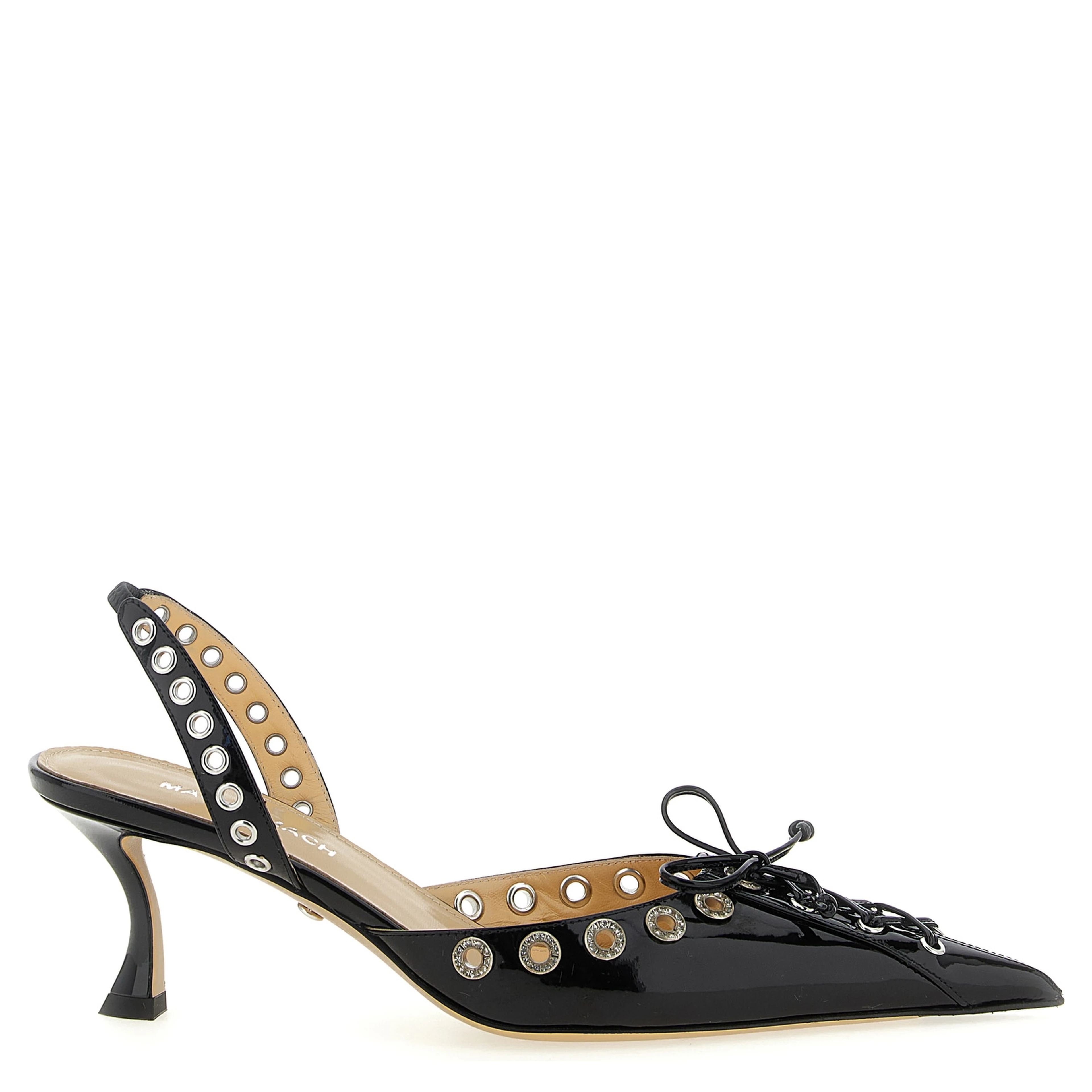 Black Calfskin Mid Heel Pumps