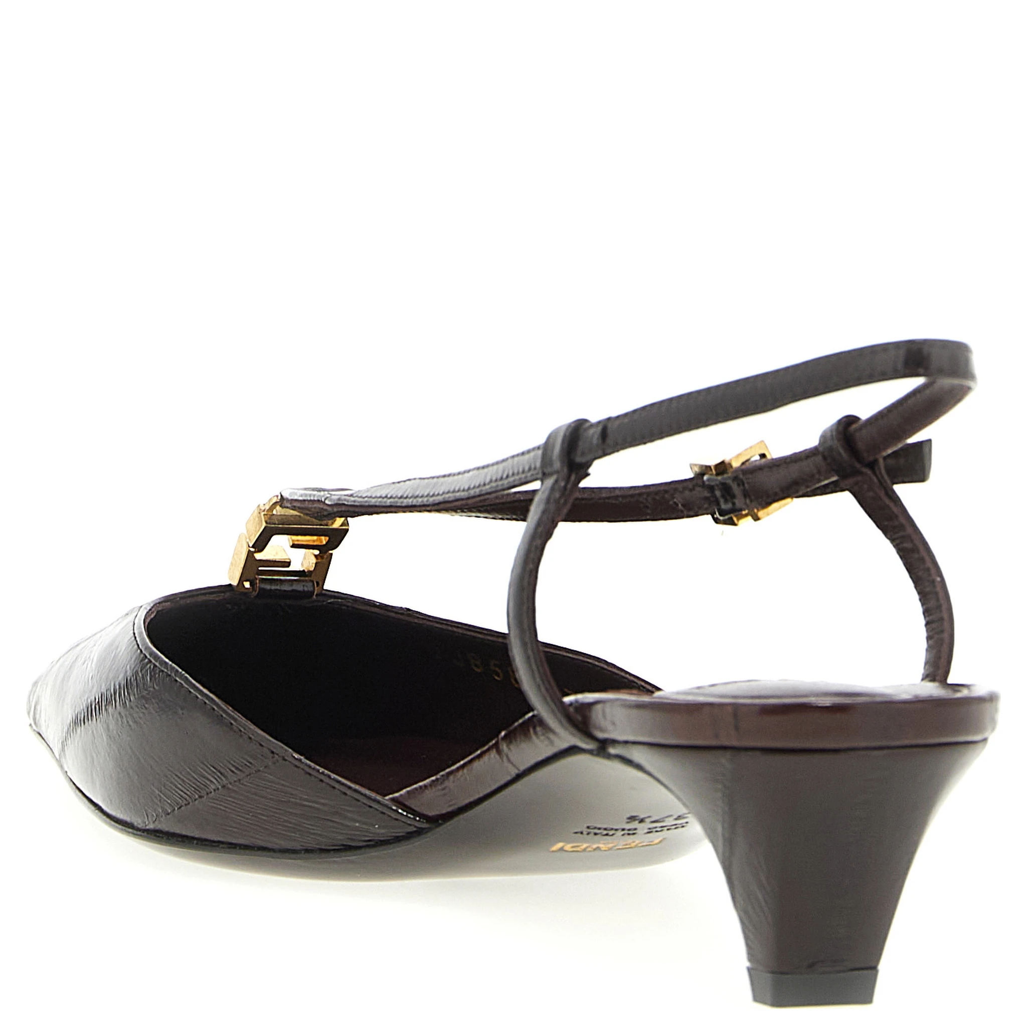 Brown Lamb Leather Mid Heel Pumps