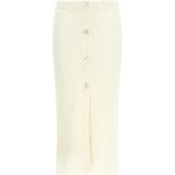 White Other Fibres Midi Skirt