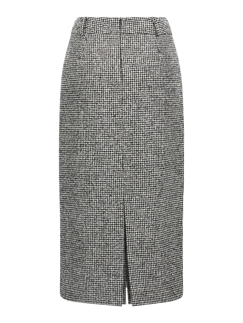Bicolor Wool Midi Skirt