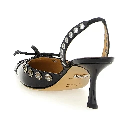Black Calfskin Mid Heel Pumps
