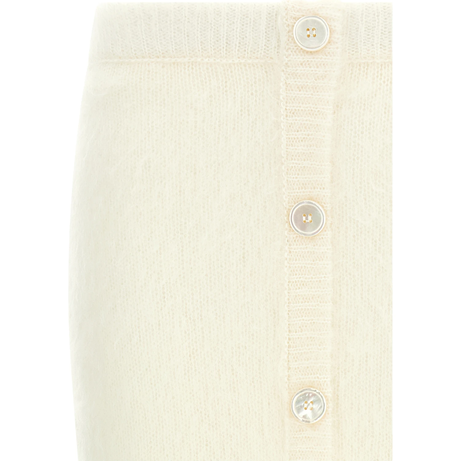 White Other Fibres Midi Skirt