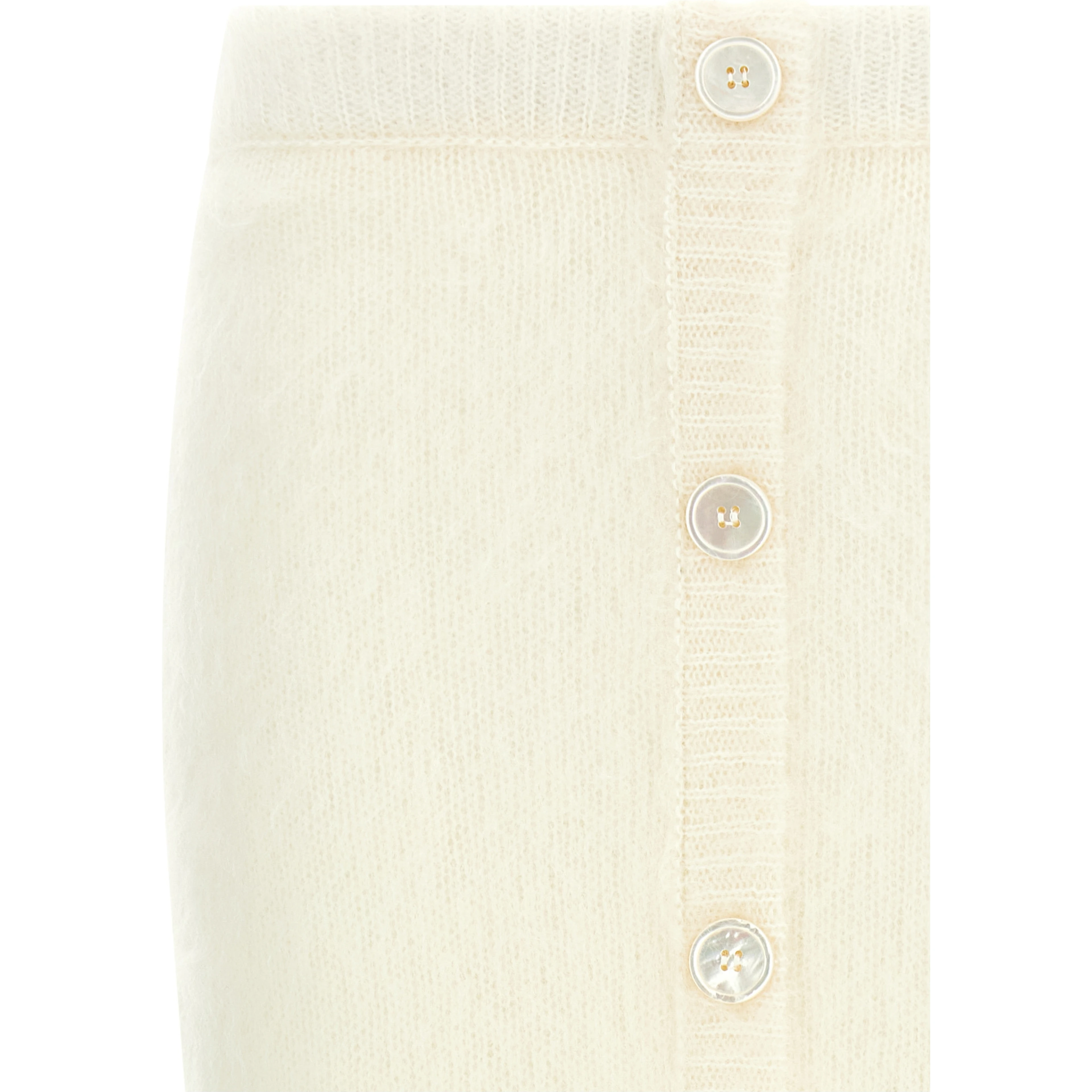 White Other Fibres Midi Skirt