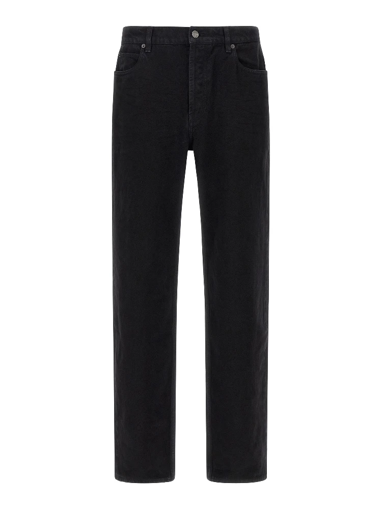 Black Cotton Straight-Leg Jeans