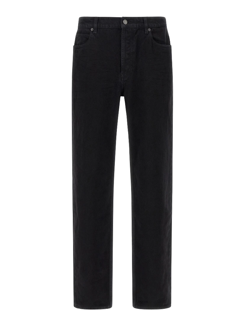 Black Cotton Straight-Leg Jeans