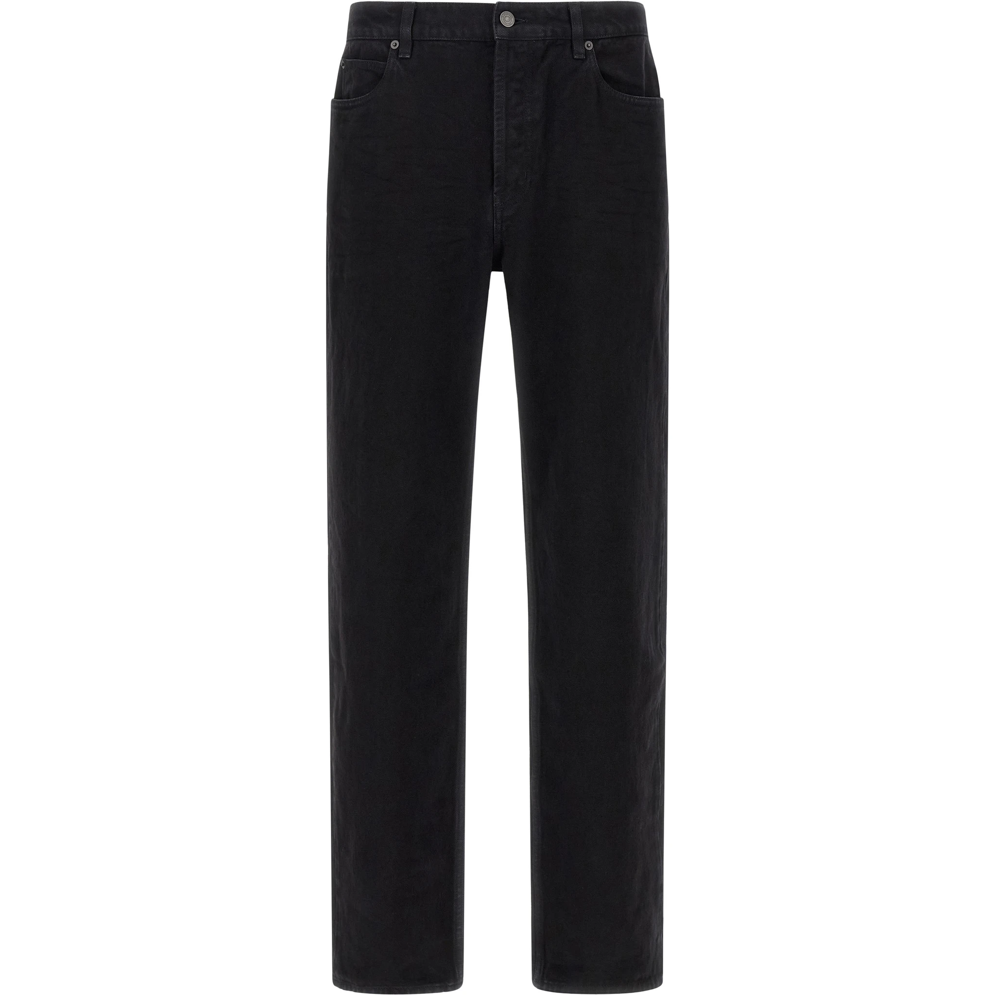 Black Cotton Straight-Leg Jeans