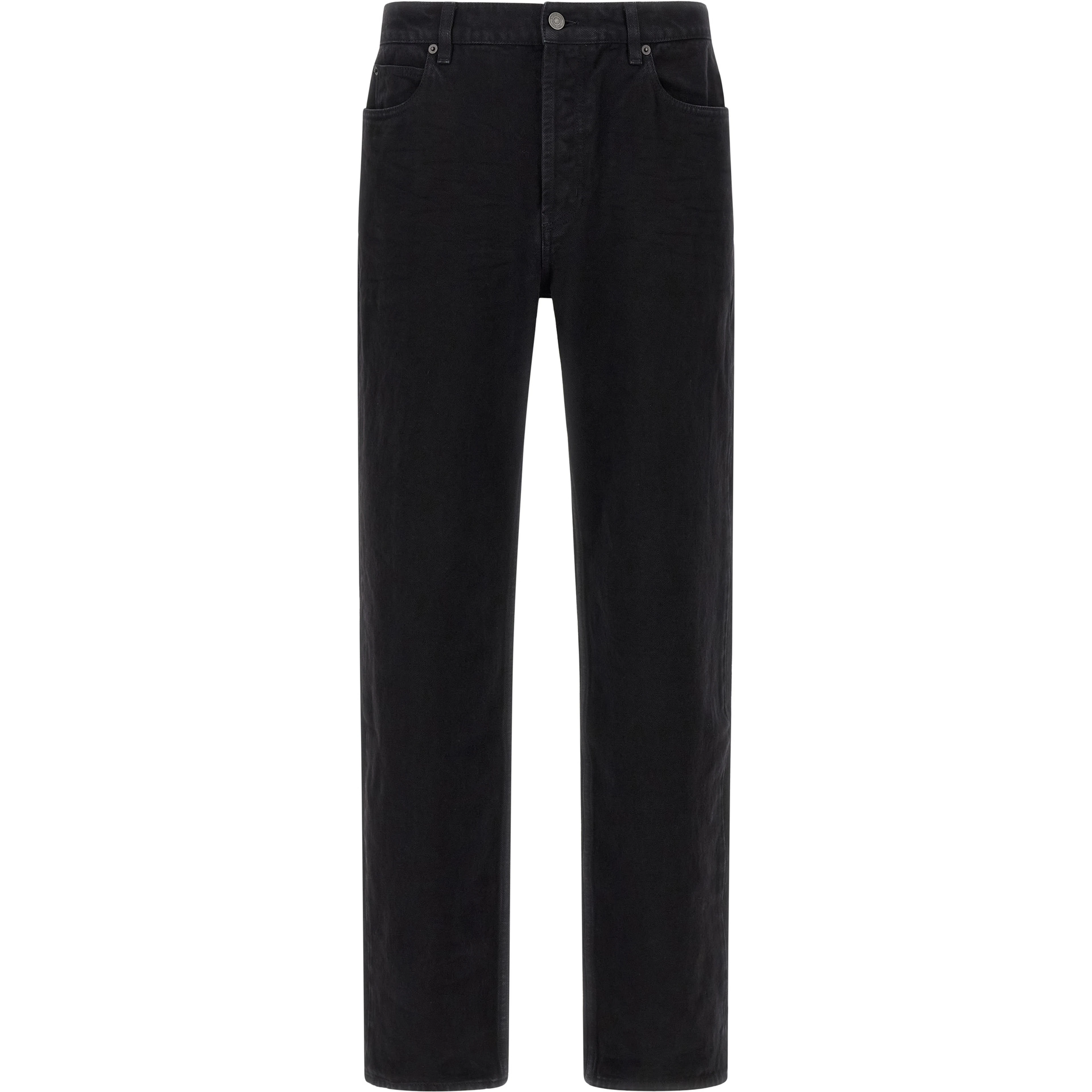 Black Cotton Straight-Leg Jeans