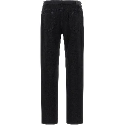 Black Cotton Straight-Leg Jeans