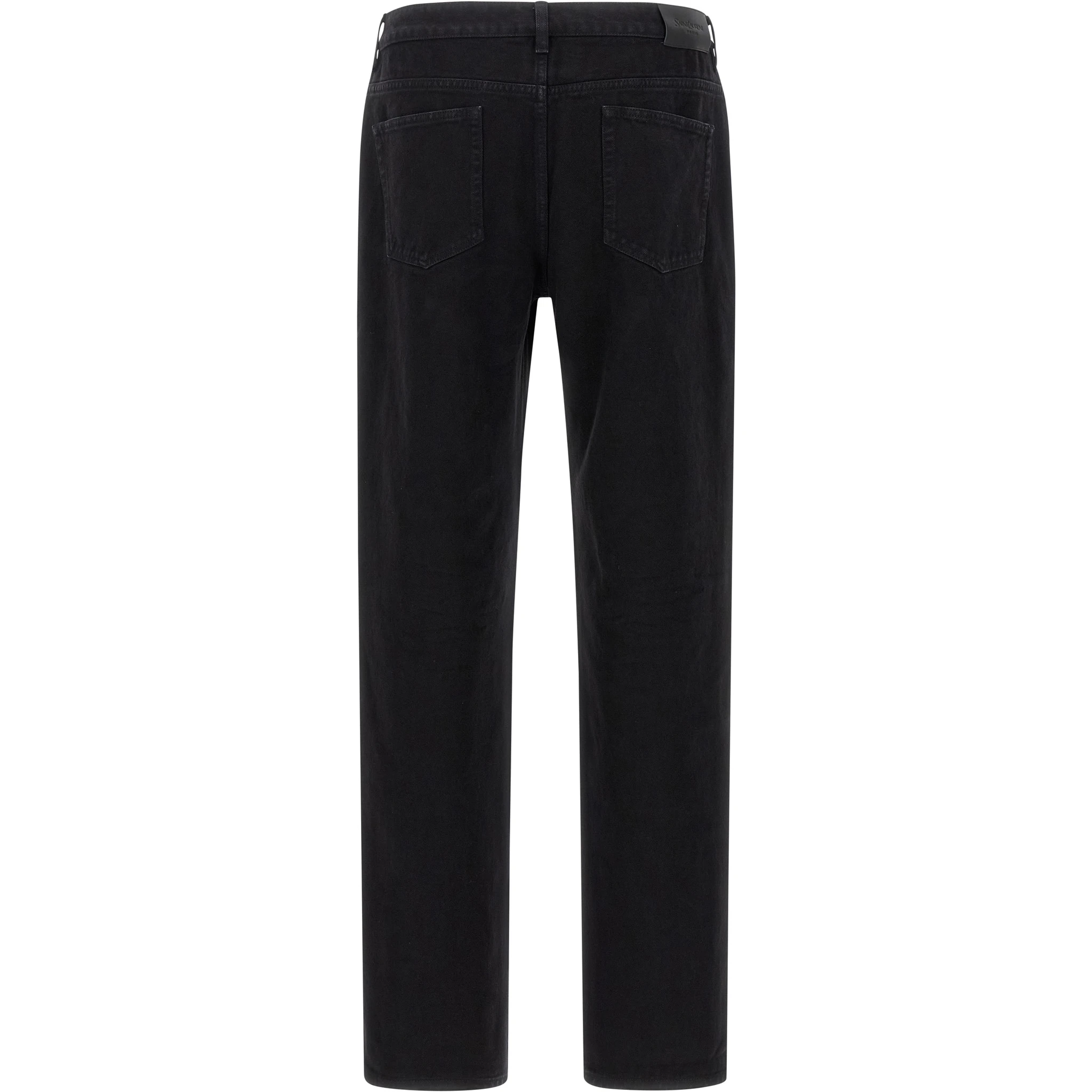Black Cotton Straight-Leg Jeans