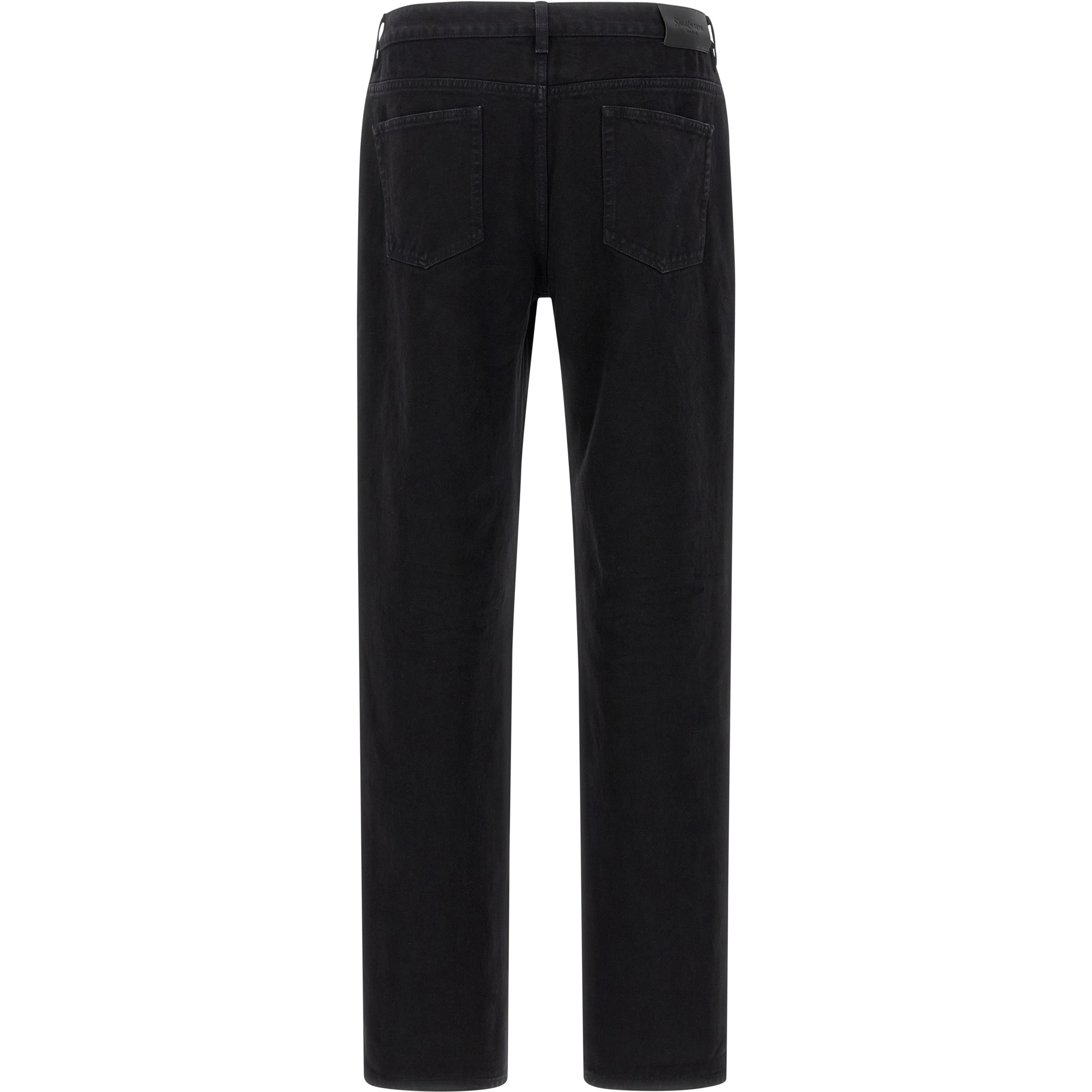 Black Cotton Straight-Leg Jeans