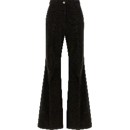Brown Cotton Flared Pants