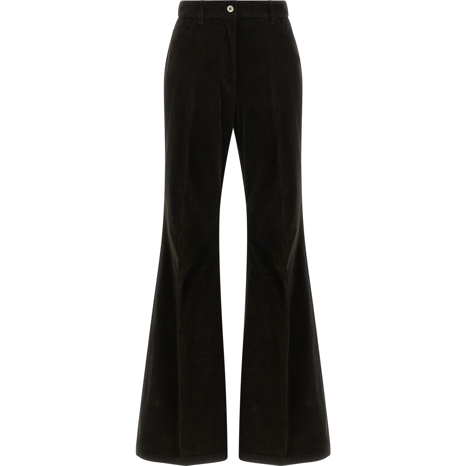 Brown Cotton Flared Pants