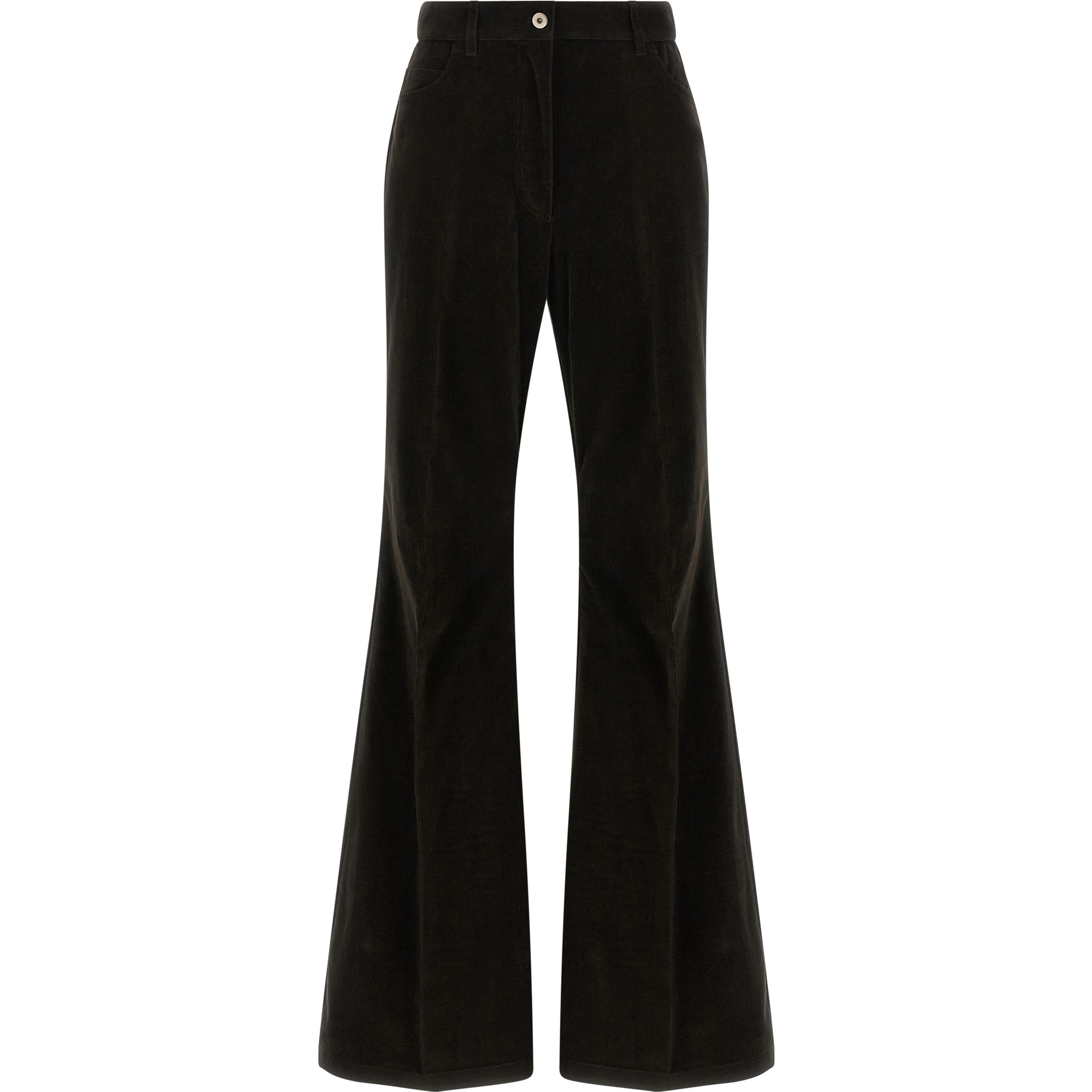 Brown Cotton Flared Pants