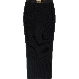 Black Viscose Midi Skirt