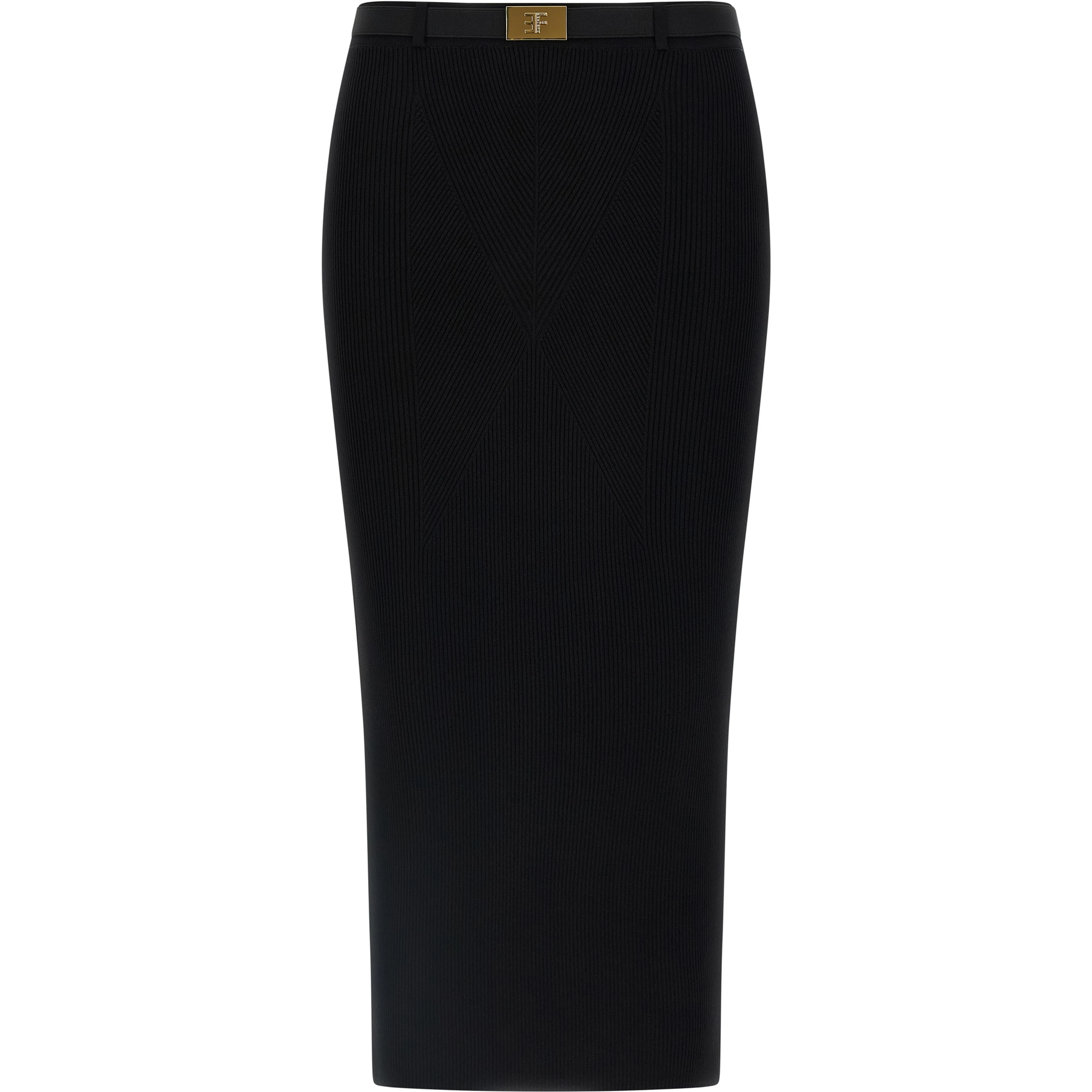 Black Viscose Midi Skirt