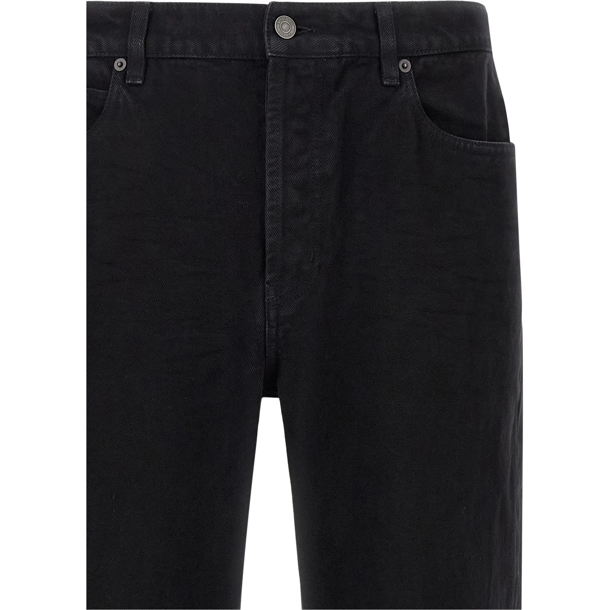 Black Cotton Straight-Leg Jeans