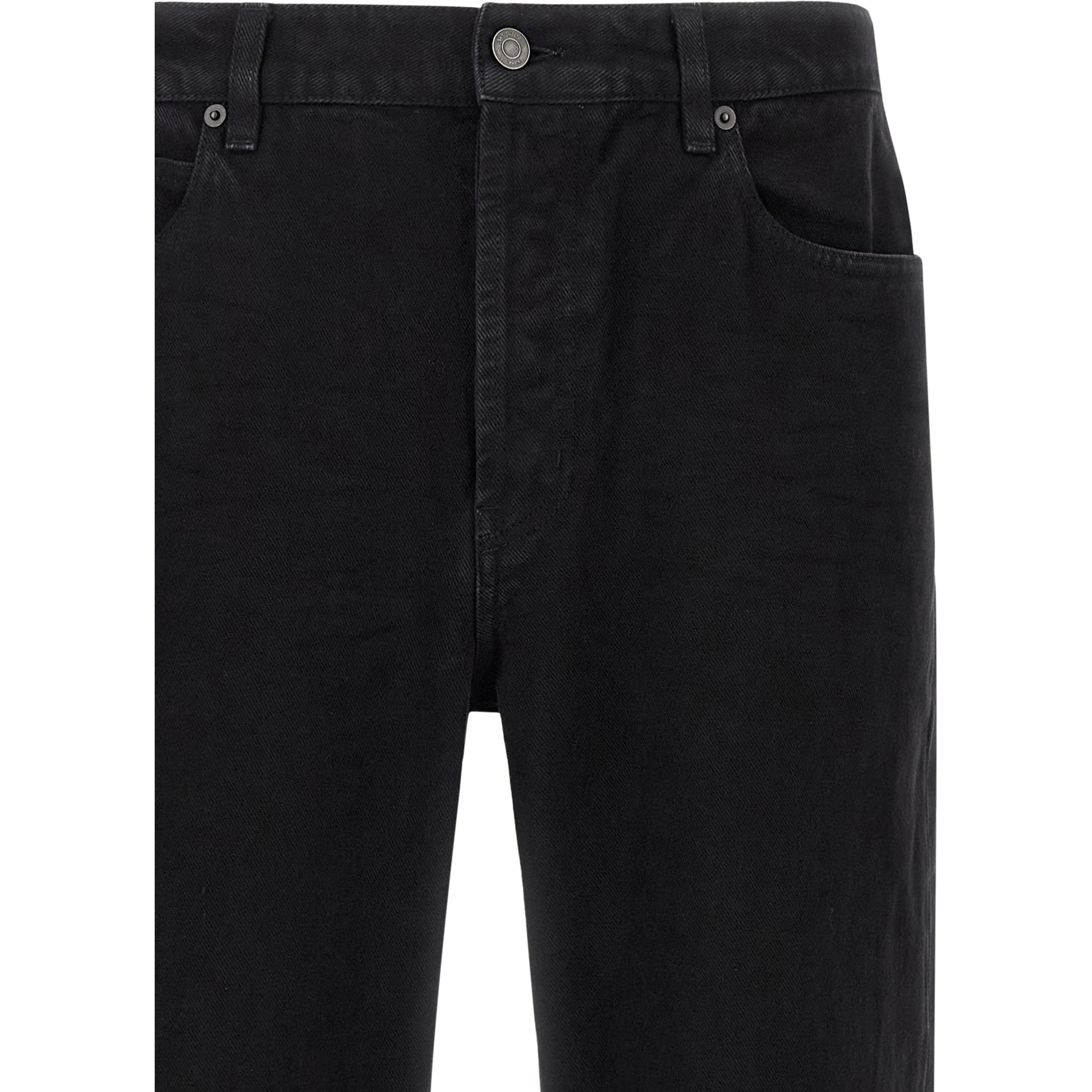 Black Cotton Straight-Leg Jeans