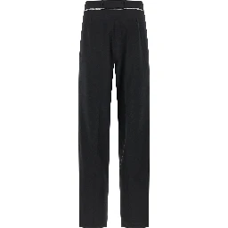 Black Virgin Wool Casual Pants