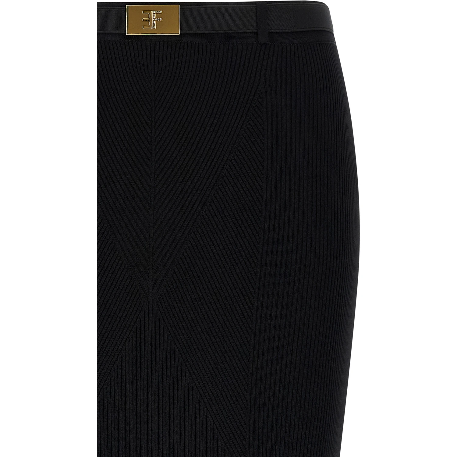 Black Viscose Midi Skirt