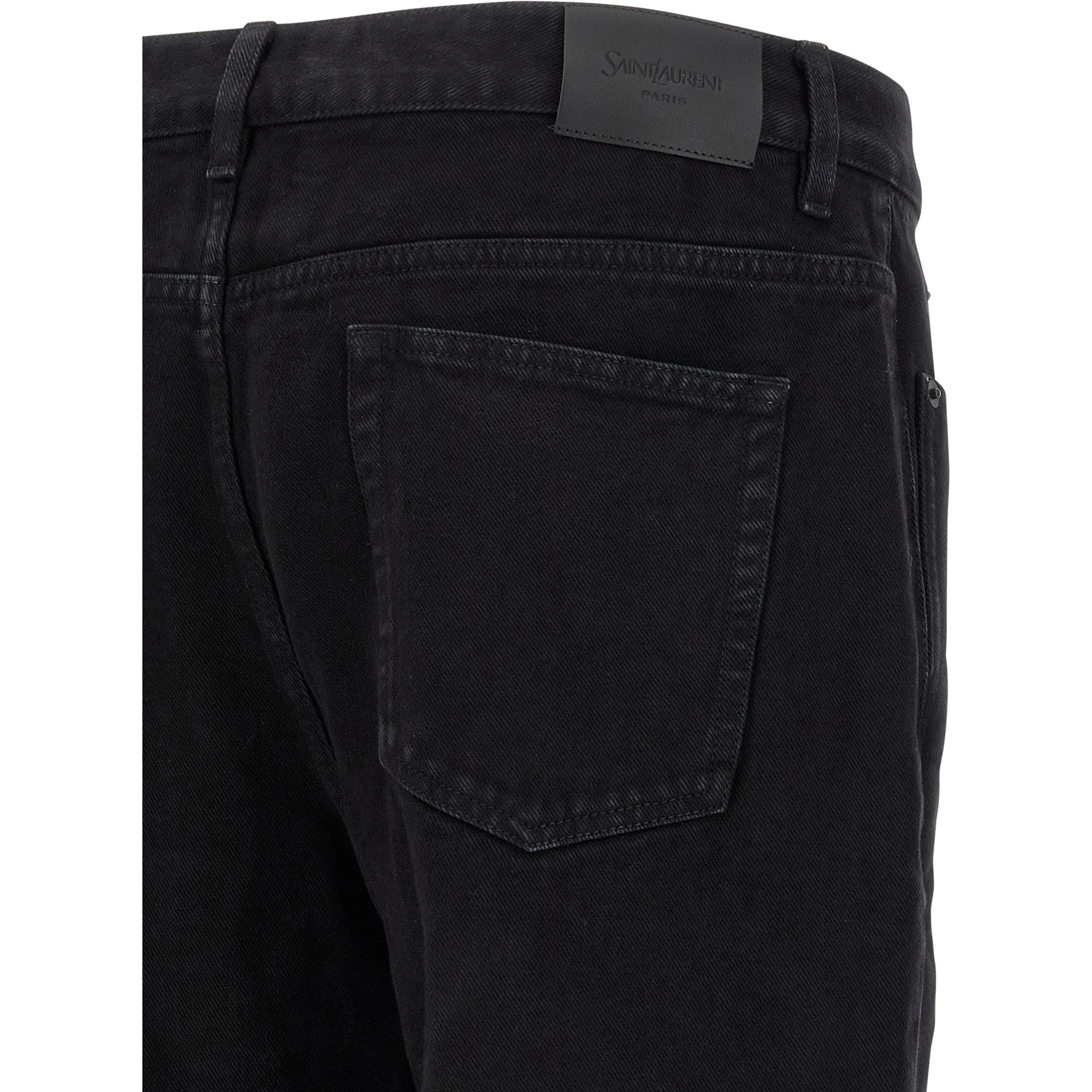 Black Cotton Straight-Leg Jeans