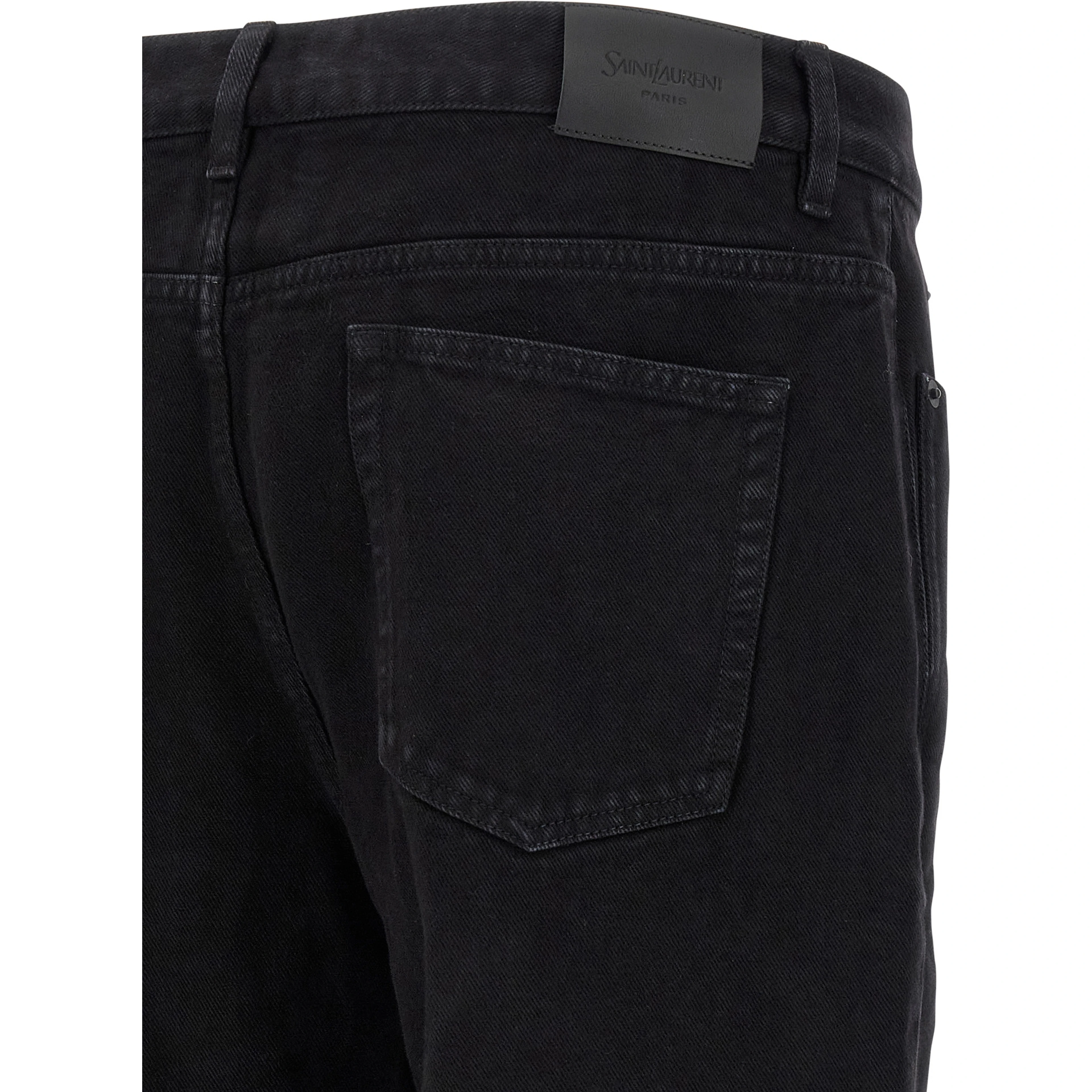 Black Cotton Straight-Leg Jeans
